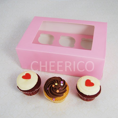 6  Window Pink Cupcake Box($1.60/pc x 25 units)