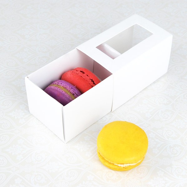 3 Macaron White Window Macaron Boxes($1.50/pc x 25 units)